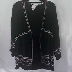 Knox Rose Black Multicolor Embroidered Cardigan